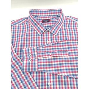 UNTUCKit Mens 3XL Magenta Blue Check Wrinkle Free Button Up Shirt